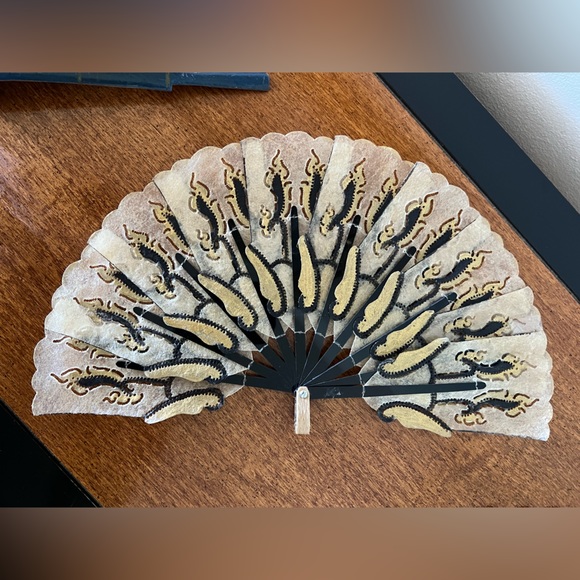 🪭Five 1970s Handheld Fans | WAYANG KULIT | Japanese/Taiwanese/Oriental Vintage - Picture 10 of 17